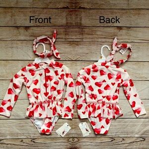 Rashguard Swimsuit and headband- NEW